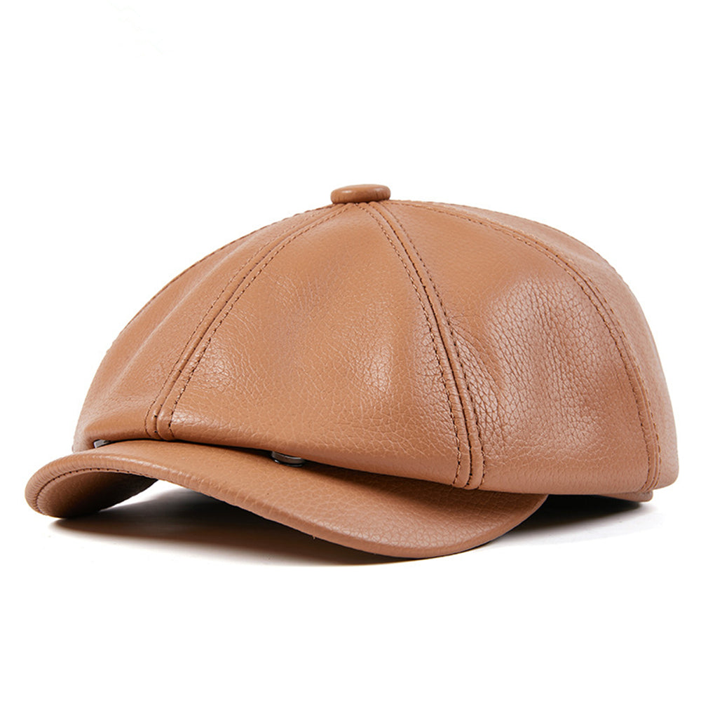 The Legacy Genuine Leather Newsboy Caps - Beige