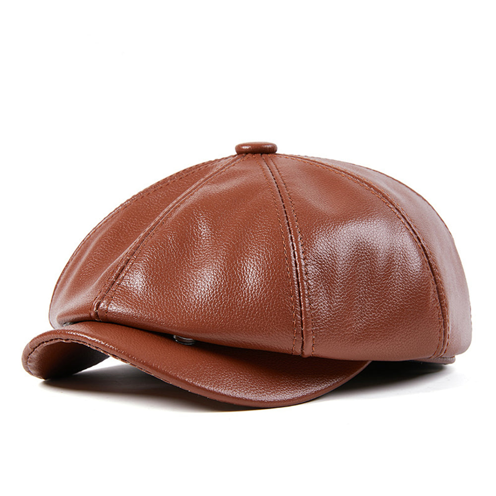 The Legacy Genuine Leather Newsboy Caps - Reddish Brown