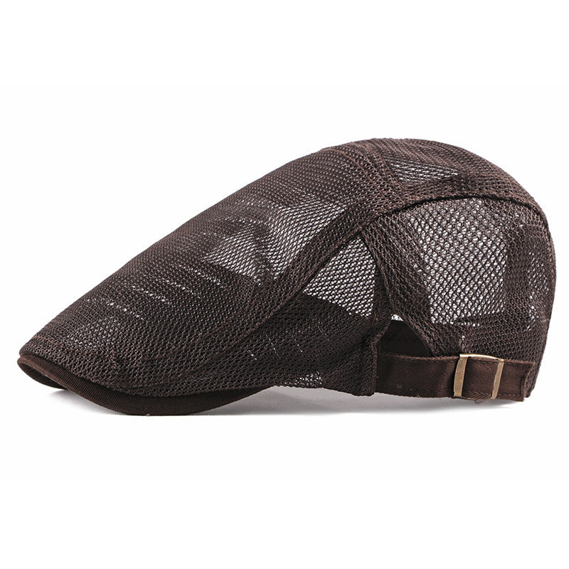 Unisex Mesh Flat Caps - Brown