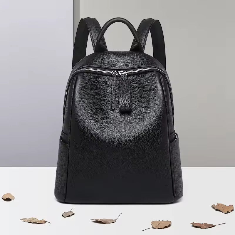 Verona Luxe Genuine Leather Backpack - black