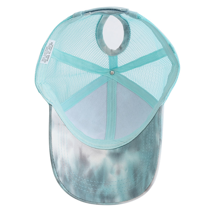 Vibrant Tie-Dye Ponytail Baseball Trucker Hat - Inside Pattern
