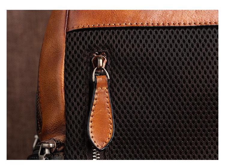 Vintage Embossed Leather Backpack for Women - Zip