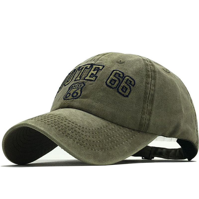 Vintage Route 66 Baseball Cap - Khaki