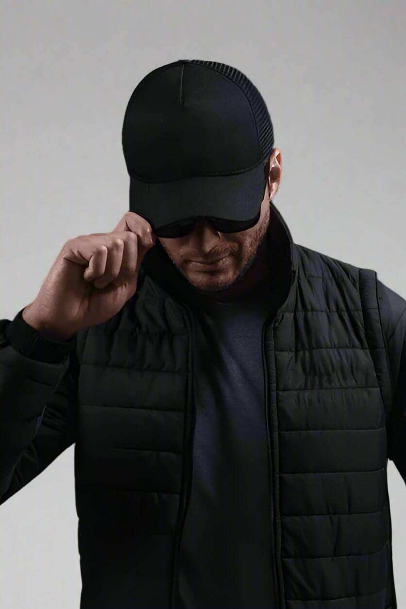 men wearing black trucker hats for men