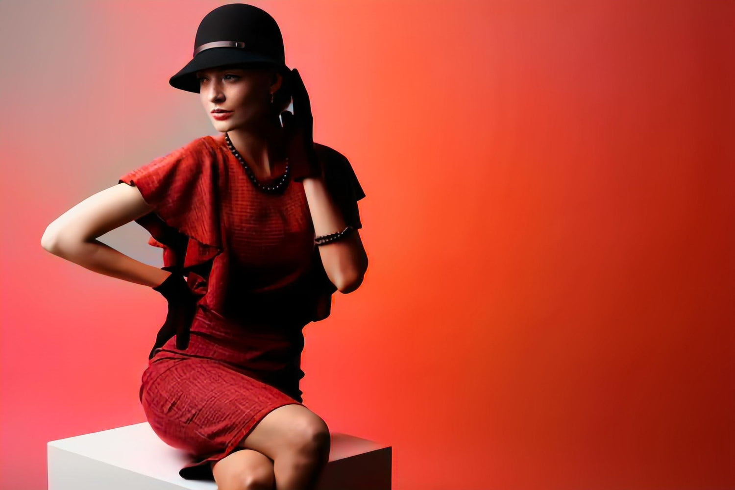 Women wearing a vintage cloche hat