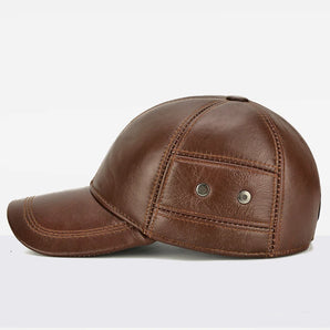 Bronze Aura Cowhide Leather Baseball Cap - Fushia