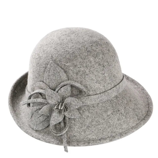 20s Wool Fascinator Cloche Hat - Gray