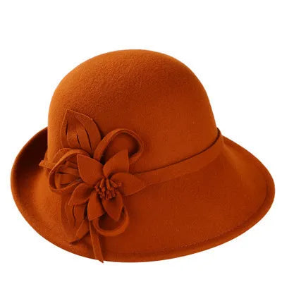 20s Wool Fascinator Cloche Hat - Orange