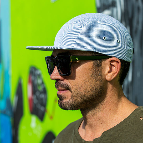 men wearing a corduroy 5 panel hat