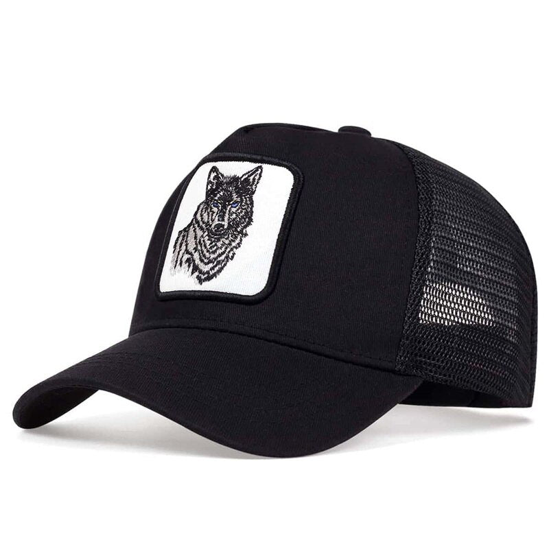 Alpha Wolf Patch Trucker Hat - Black & White