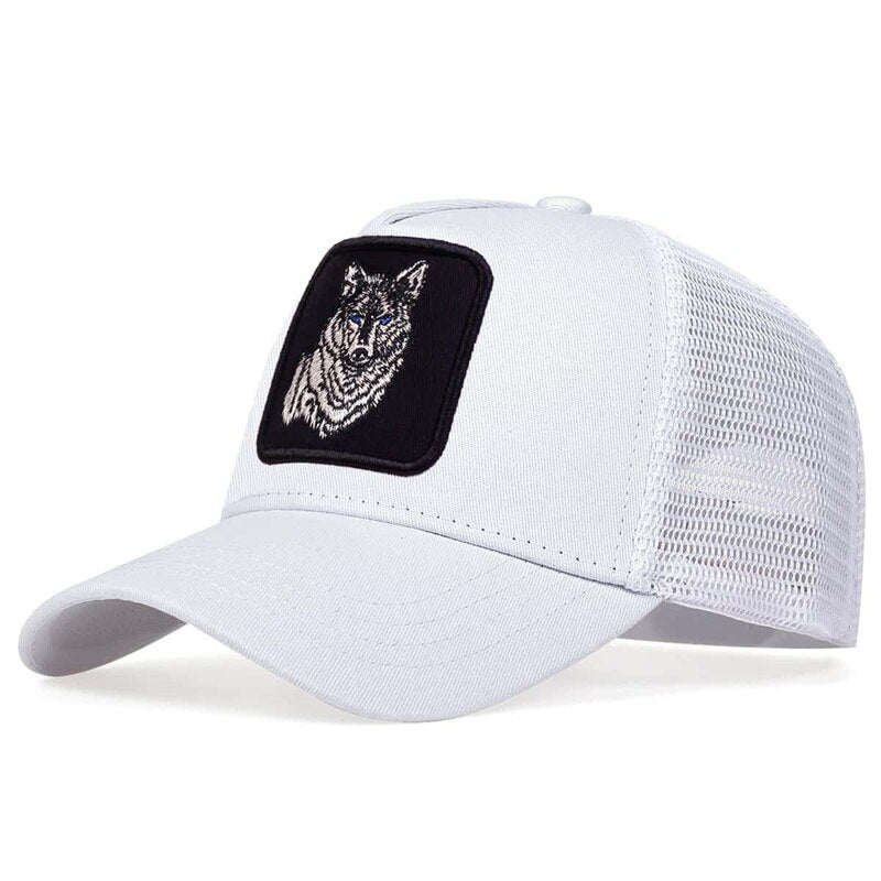 Alpha Wolf Patch Trucker Hat - White