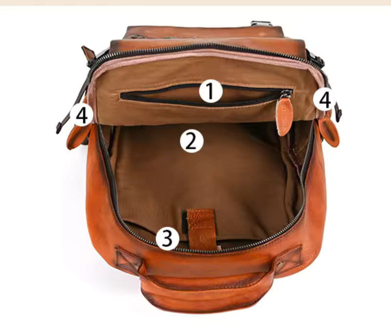 American Cheif Leather Embossed Backpack for Women  - Storage