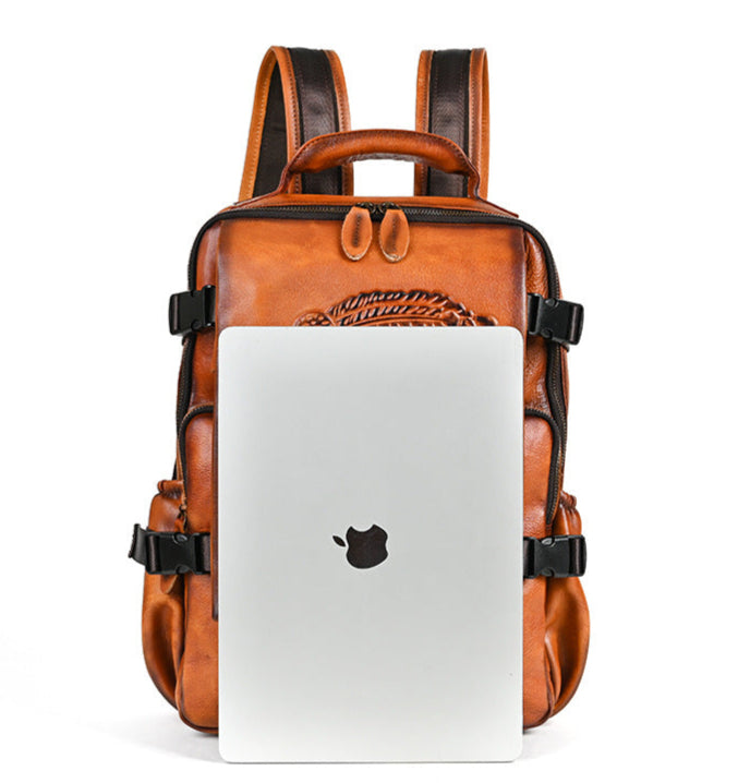 American Cheif Leather Embossed Backpack for Women  - With Stuff 