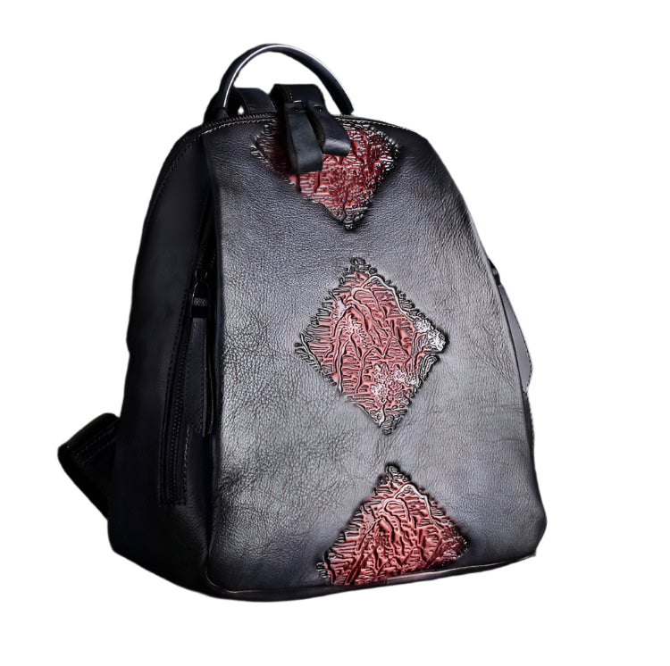 Artisan Craft Vintage Leather Backpack for Women - Black