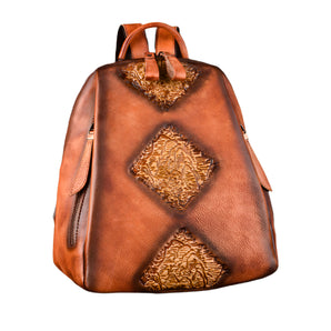 Artisan Craft Vintage Leather Backpack for Women - Brown 