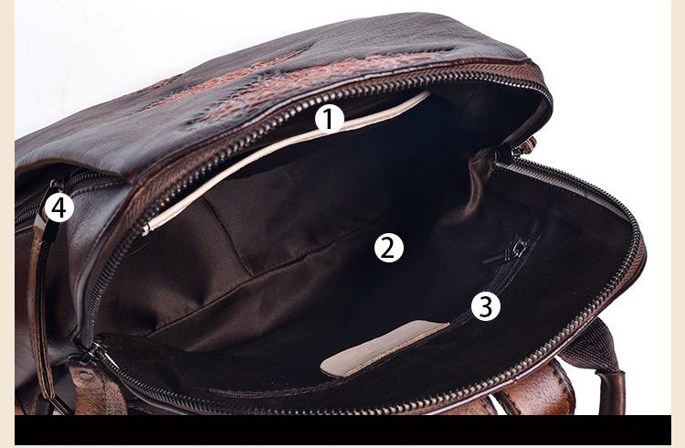 Artisan Craft Vintage Leather Backpack for Women - Inside