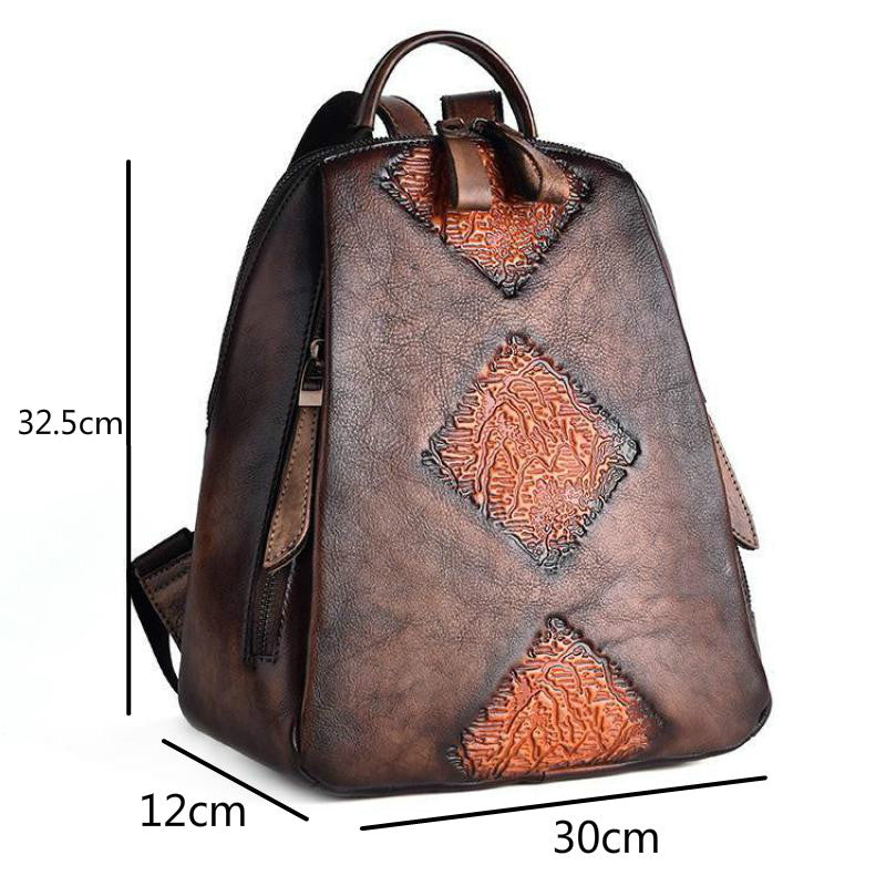 Artisan Craft Vintage Leather Backpack for Women - Size  