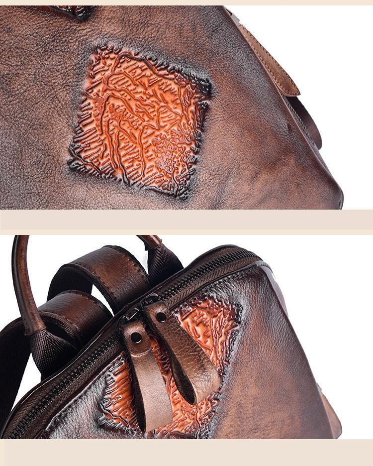 Artisan Craft Vintage Leather Backpack for Women - Zoomed Picture