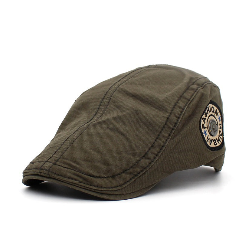 Ascot Embroidery Flat Cap - Army Green 