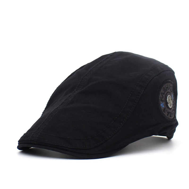 Ascot Embroidery Flat Cap - Black