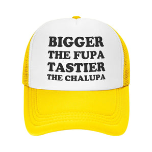 "Bigger The Fupa, Tastier The Chalupa" Funny Saying Trucker Hat - Yellow