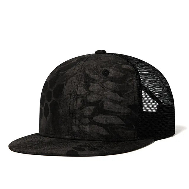 Black Tactical Snapback Trucker Hat - Fushia