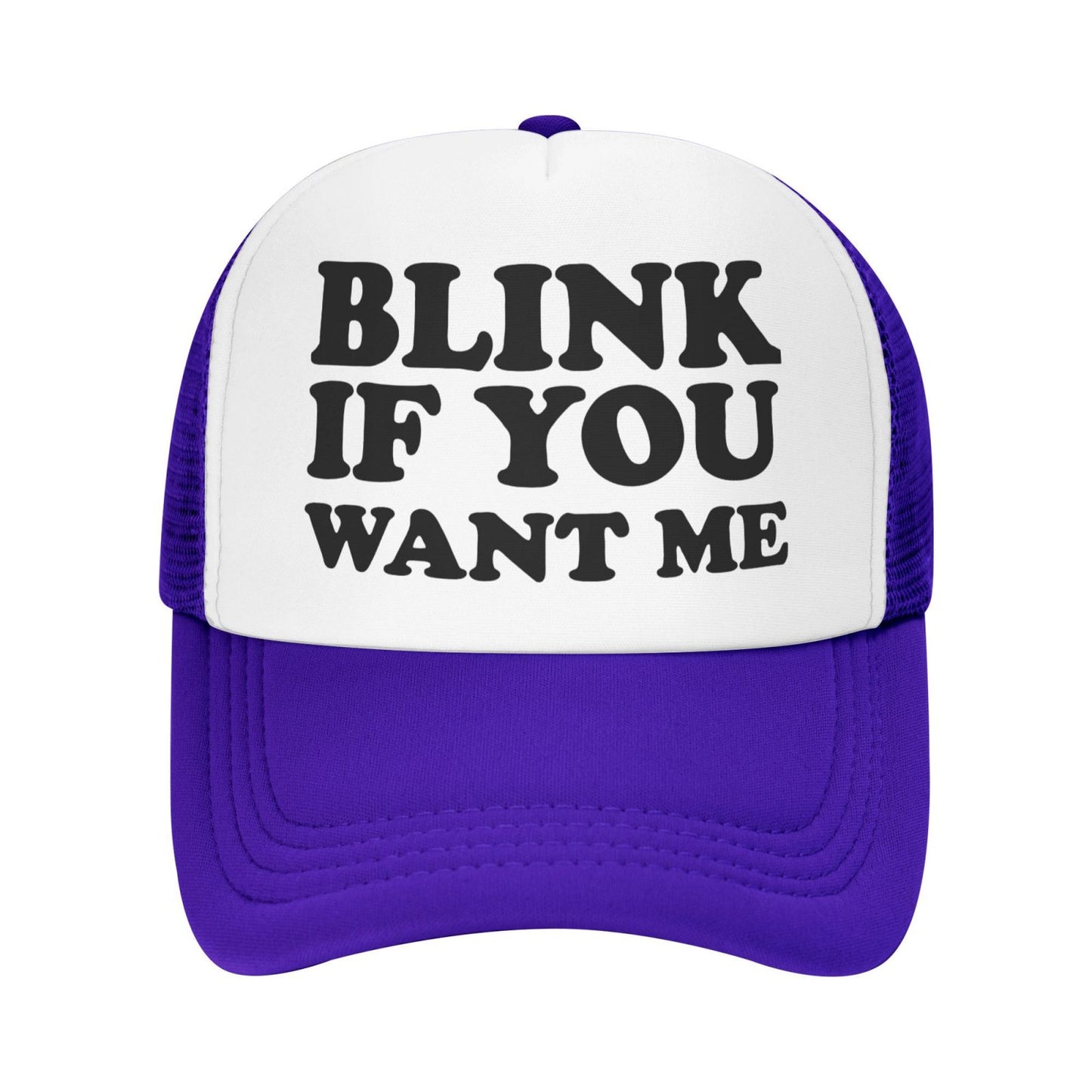 Blink If You Want Me Funny Trucker Hat - Purple