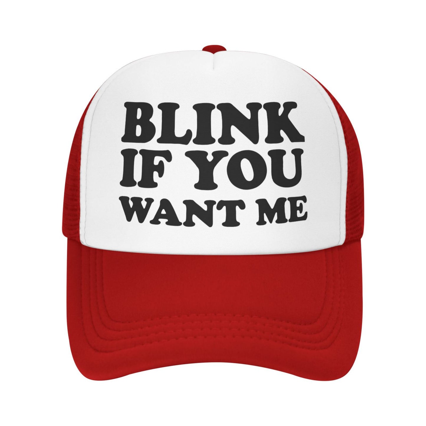 Blink If You Want Me Funny Trucker Hat - Red