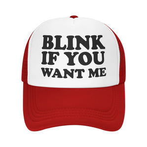 Blink If You Want Me Funny Trucker Hat - Red
