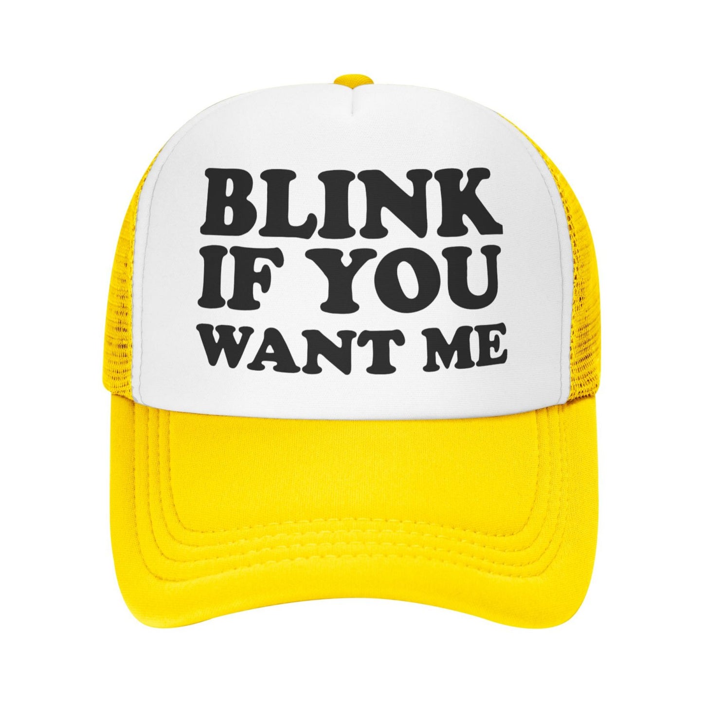 Blink If You Want Me Funny Trucker Hat - Yellow