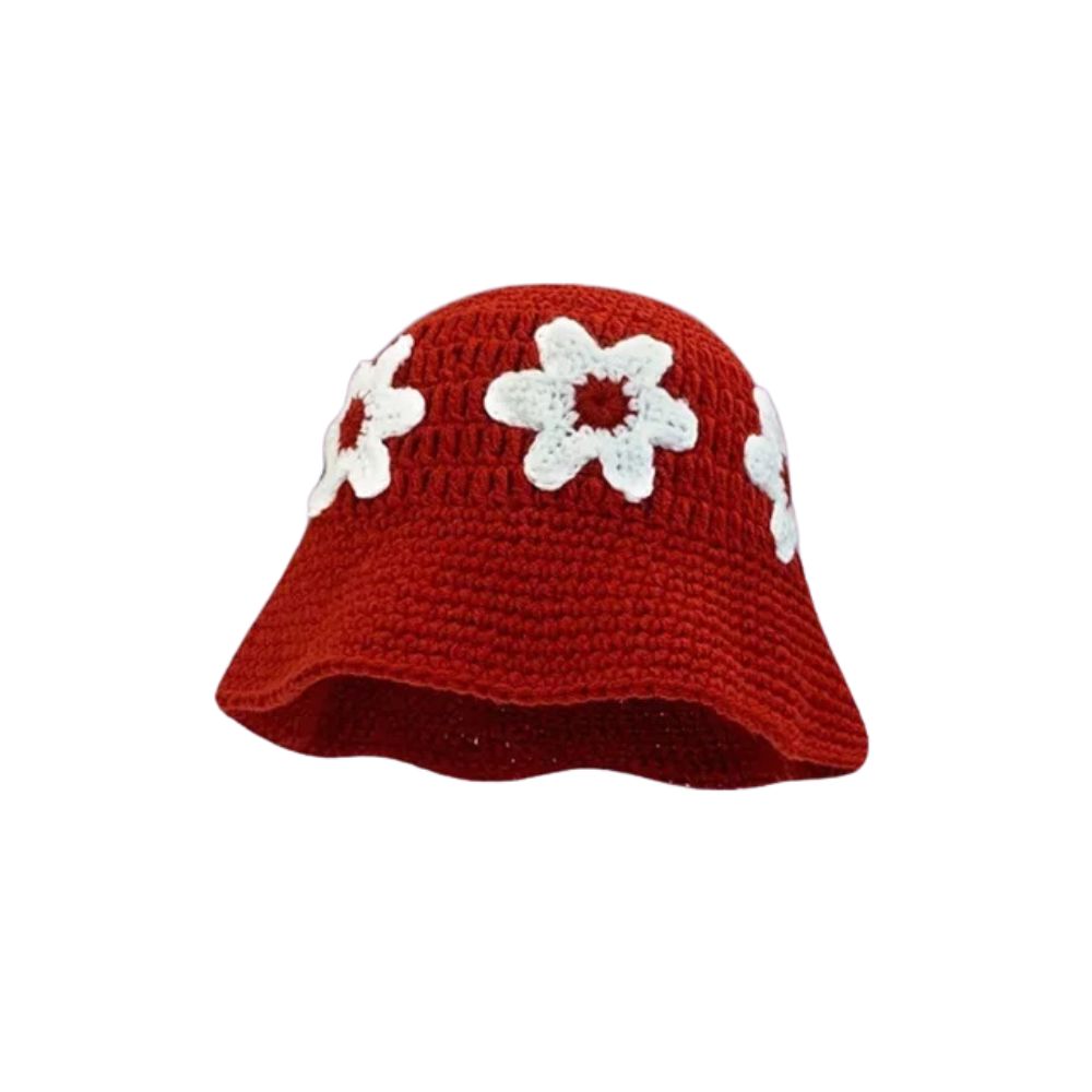 Blossom Boldly Red Crochet Bucket - Red