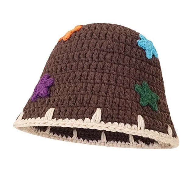 Boho Braided Chevron Bucket Hat - Brown