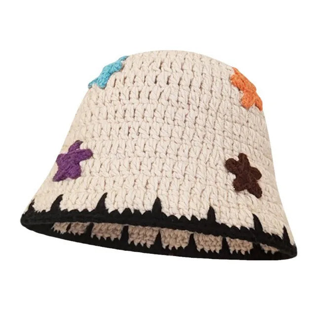 Boho Braided Chevron Bucket Hat - White