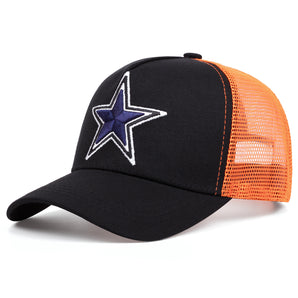 Bold Dallas Pentagram Star Trucker Hat - Orange Black  