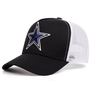 Bold Dallas Pentagram Star Trucker Hat - White Black 