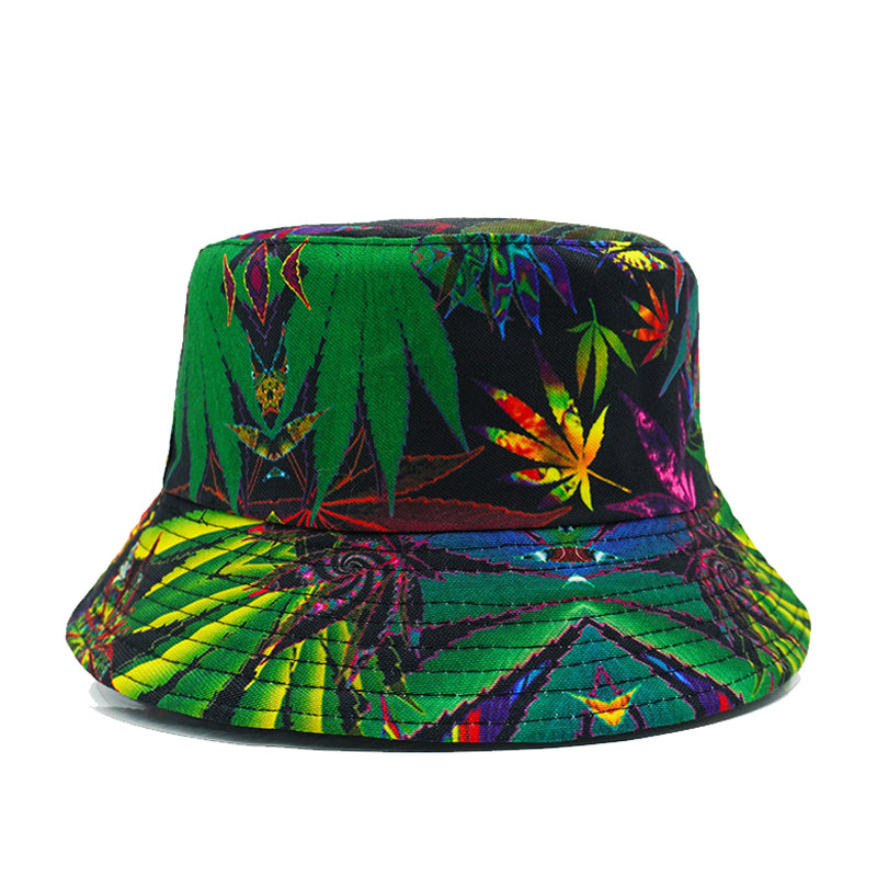 Bold Leaf Pattern Bucket Hat  – Multicolour