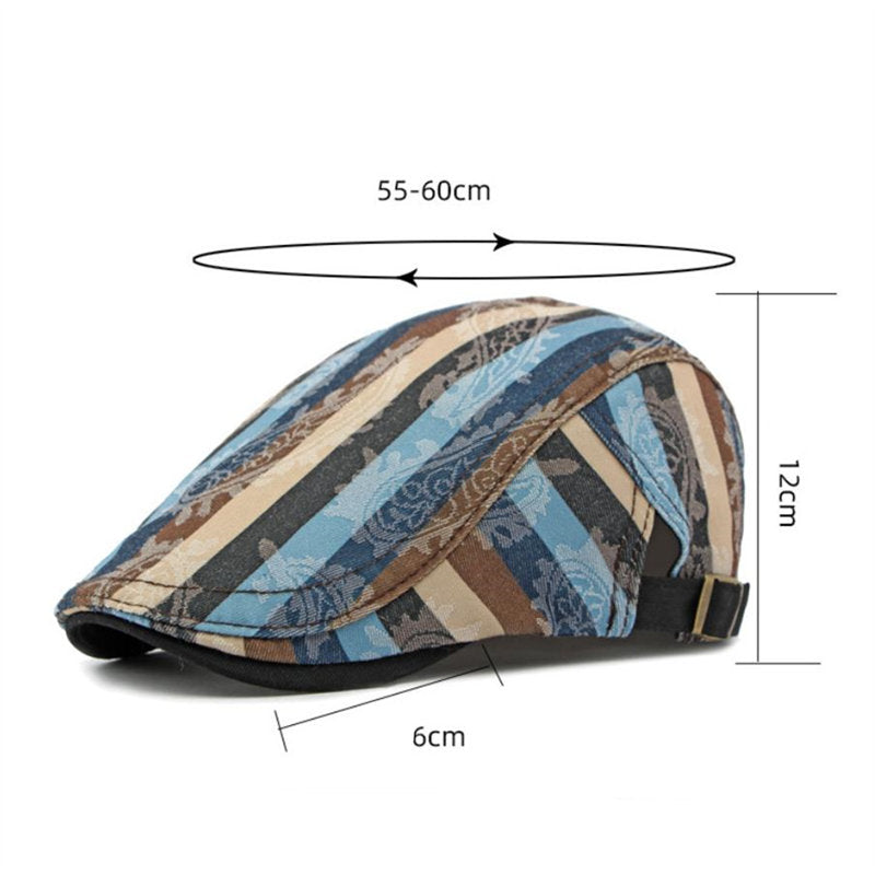  Bold Striped Gatsby Flat Cap - Sizes 