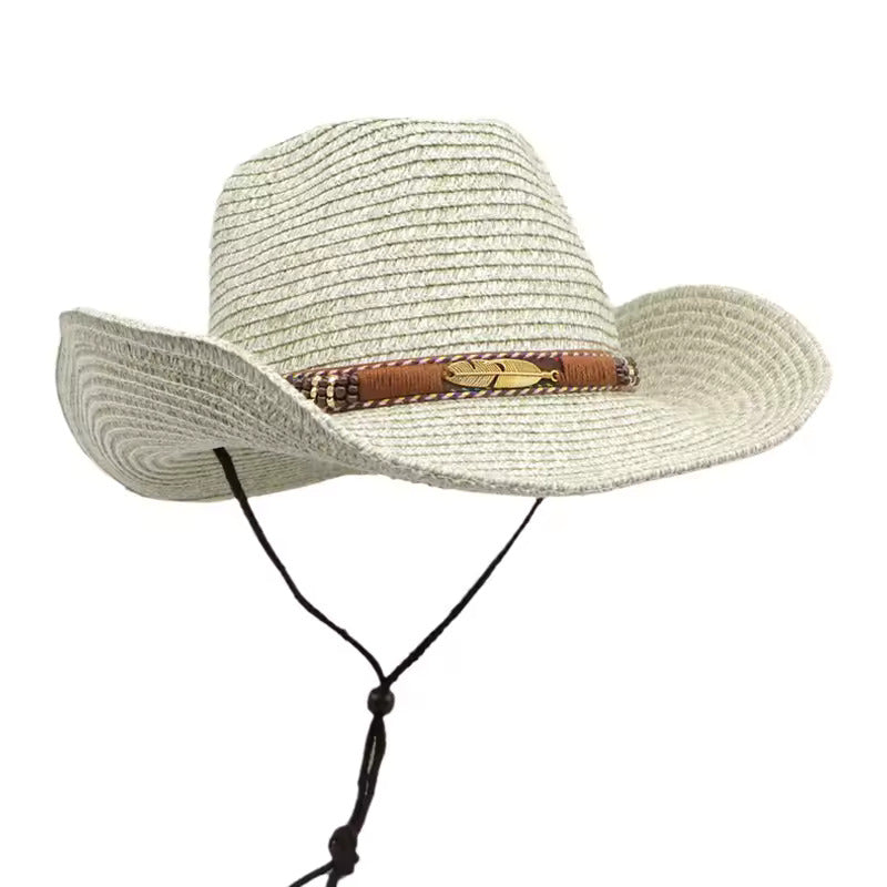 Breathable Straw Western Cowboy Hat - Light Green
