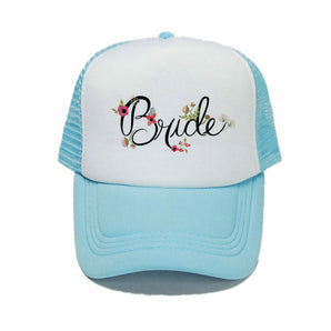 Bride Wedding Trucker Hat - Blue