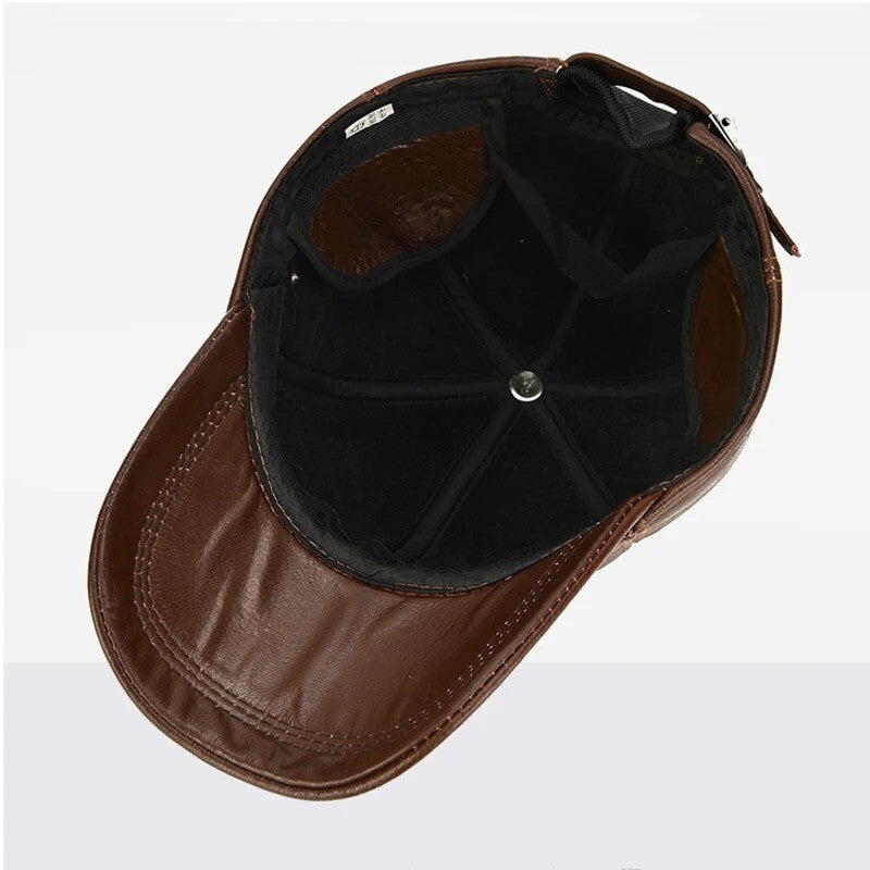 Bronze Aura Cowhide Leather Baseball Cap inner inside view