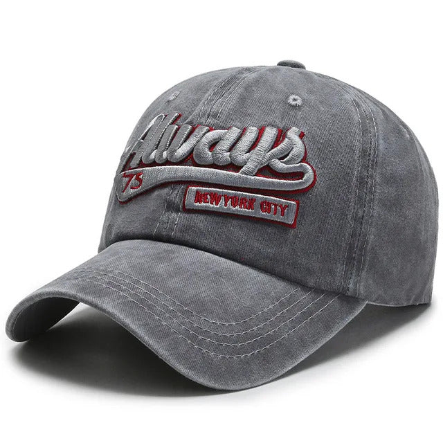 Brooklyn-Style Baseball Cap with Embroidery – Gray 