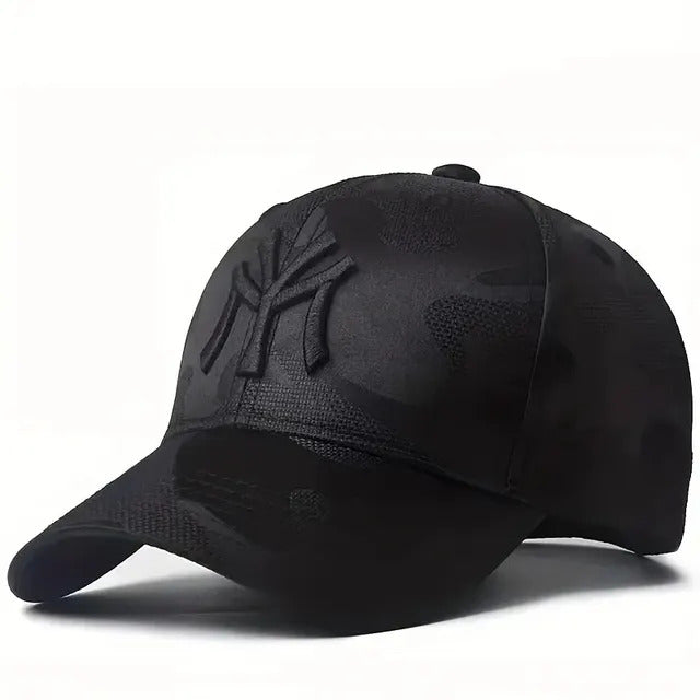 Camo Embroidered NY Baseball Cap - Black 