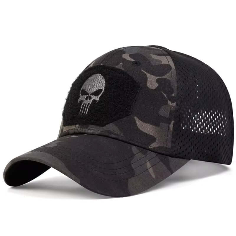 Camo Skull Patch Trucker Hat - dark gray