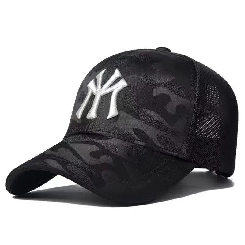 Camouflage Trucker Hat with Embroidered Letter - White
