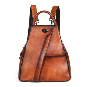 Chic & Functional Retro-Inspired Leather Backpack for Women - Brown