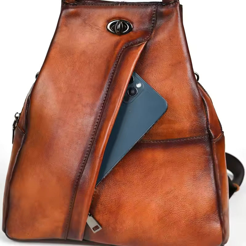 Chic & Functional Retro-Inspired Leather Backpack for Women - Fushia