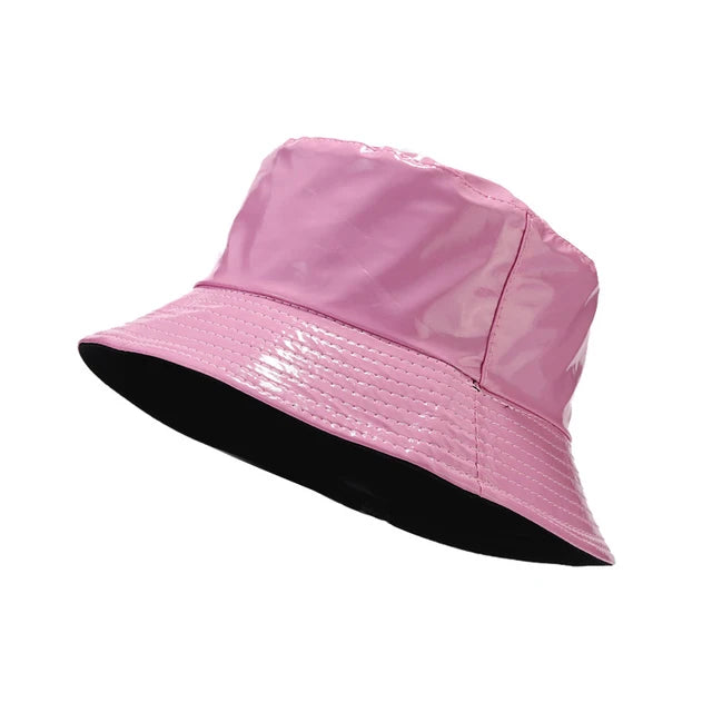  Chic Spectrum PU Leather Bucket Hat - Pink