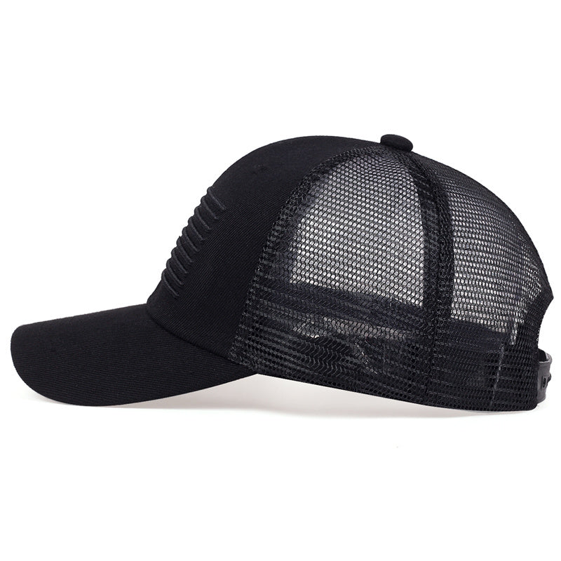 Classic Embroidered USA Flag Trucker Hat - Side 