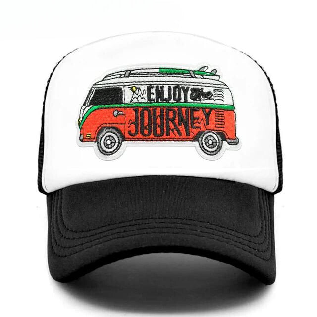 Classic Road Trip Trucker Hat - Black