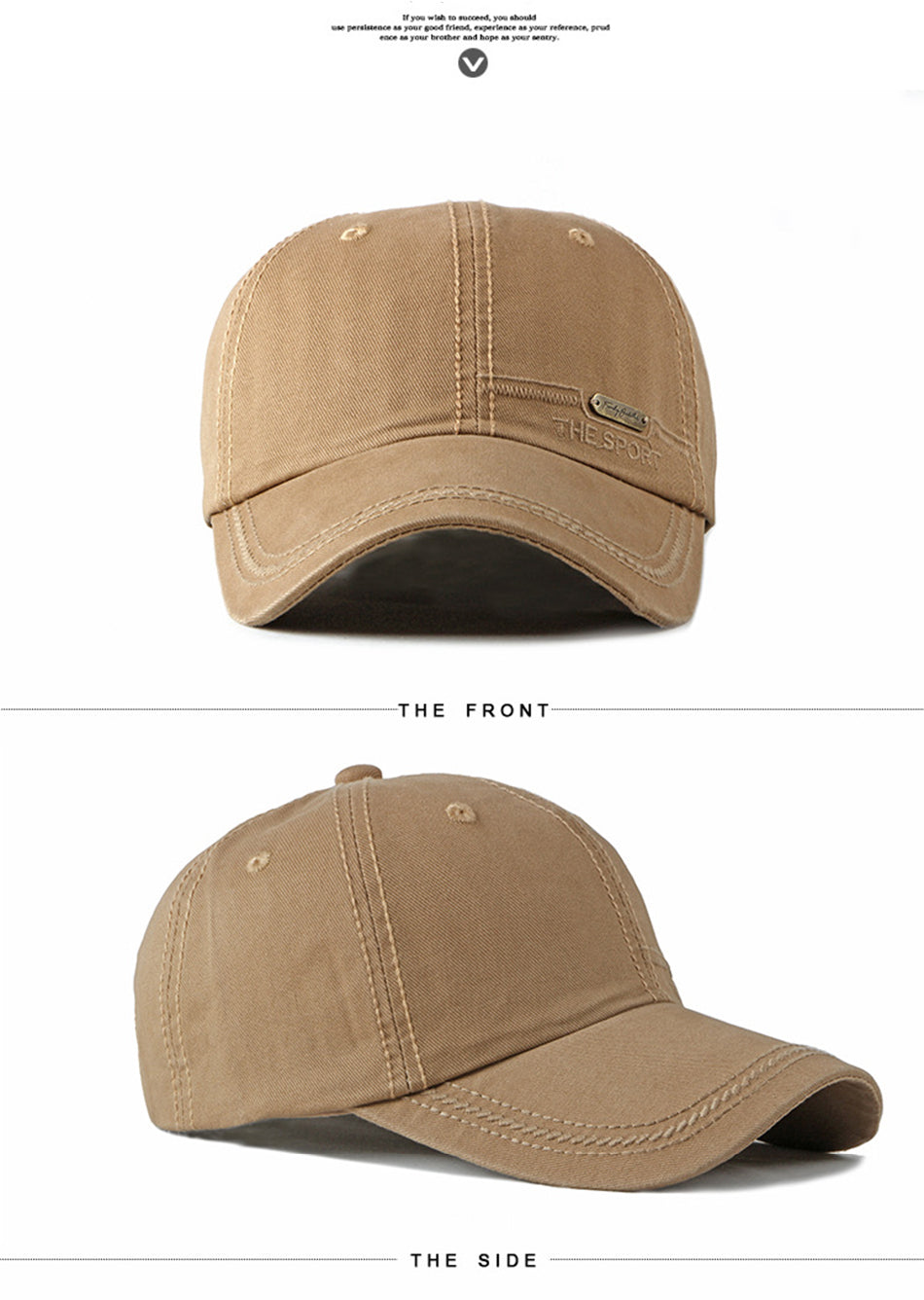  Classic Unisex Cotton Baseball Cap – Front & Side